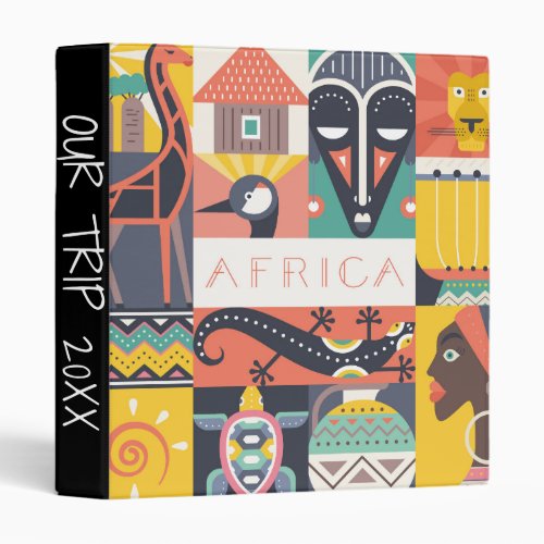 African Symbolic Art Collage 3 Ring Binder