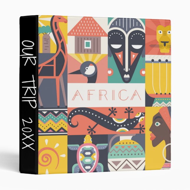 African Symbolic Art Collage 3 Ring Binder (Front/Spine)