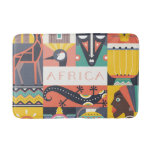 African Symbolic Art Collage Bath Mat
