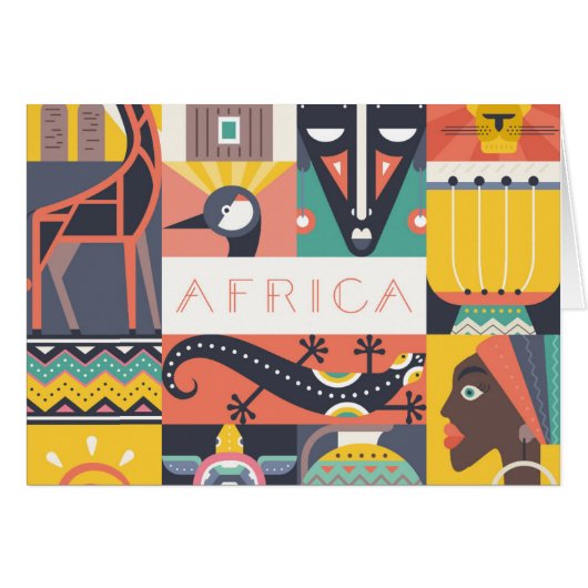African Symbolic Art Collage Cards (Front Horizontal)