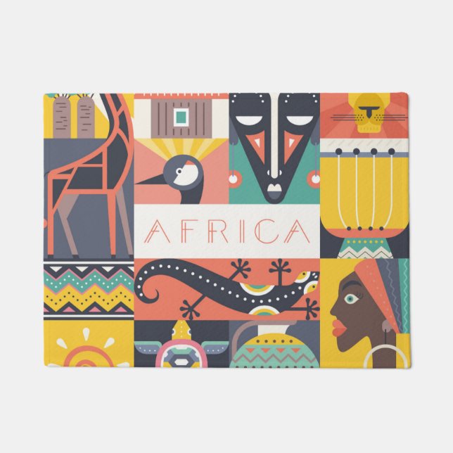 African Symbolic Art Collage Doormat (Front)