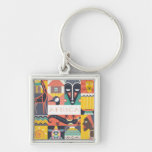 African Symbolic Art Collage Keychain