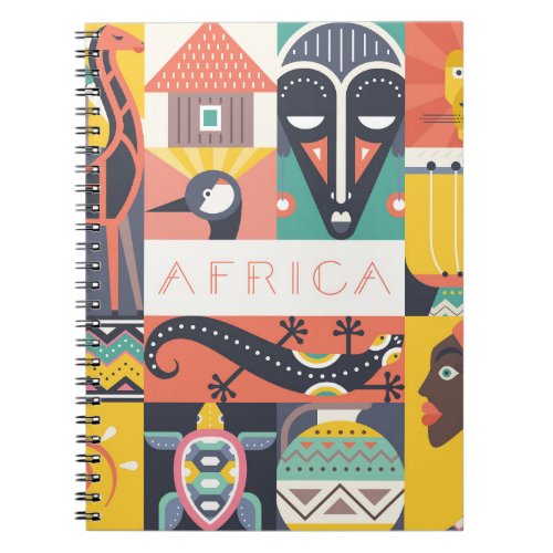 African Symbolic Art Collage Notebook