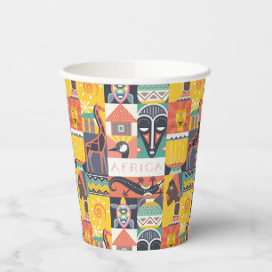 African Symbolic Art Collage Paper Cups
