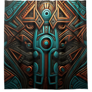 African Symmetry: Echoes of Ancestors Shower Curtain