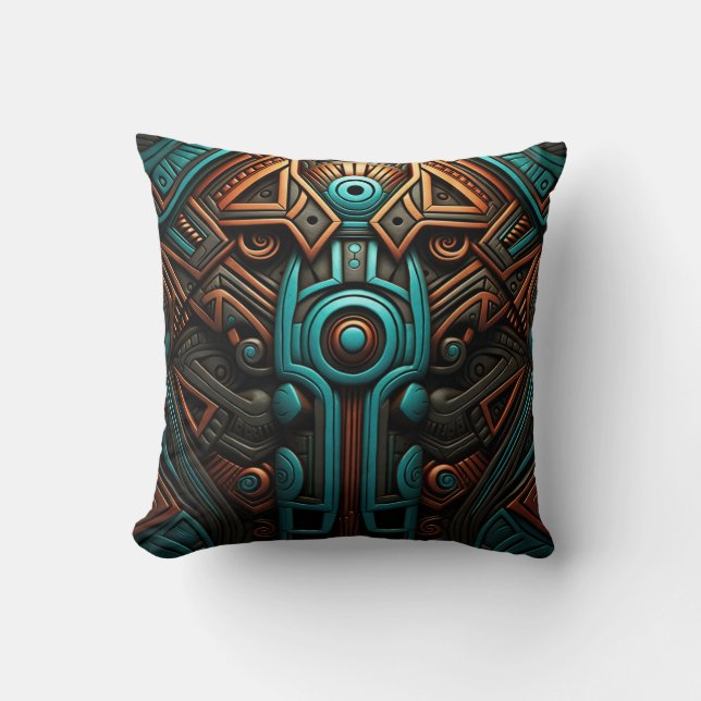 African Symmetry: Echoes of Ancestors Throw Pillow (Front)