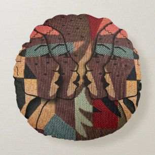 African Tapestry Round Pillow