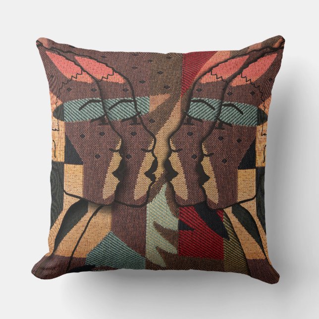 African Tapestry Throw Pillow (Front)