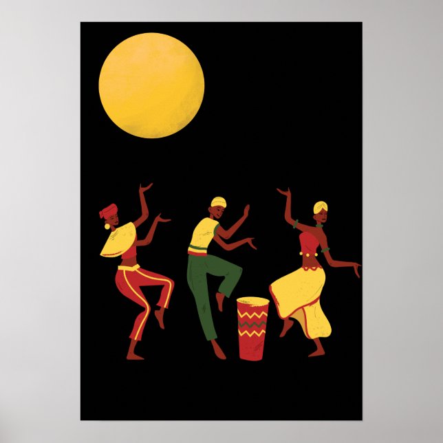 African theme - dancing in the moonlight poster (Front)