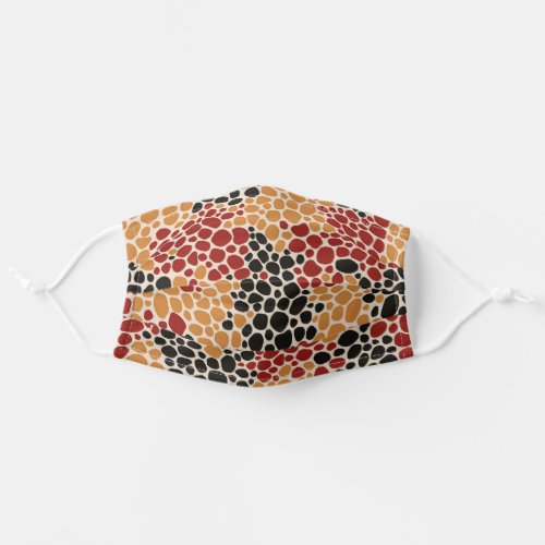 African Theme Pattern Black Red and Orange Adult Cloth Face Mask