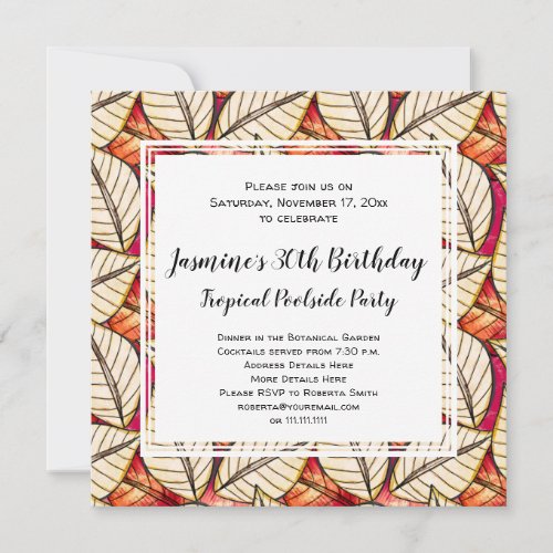 African Theme Tropical Pool or Beach Party Invitation