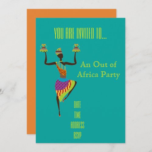 African themed Out of Africa party Invitation