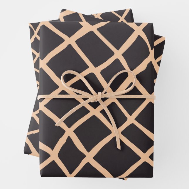 African Tradition Inspired Line Pattern Wrapping Paper Sheets (In situ)