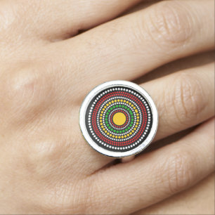African Traditional Circles Pattern Ring
