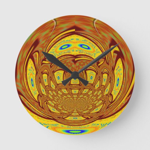 African Traditional Colors Golden Yellow Round Clock