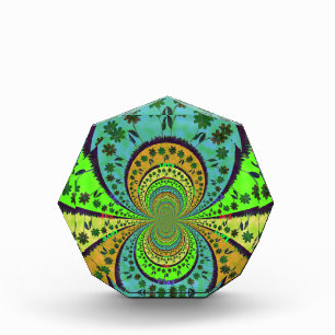 African Traditional Colors Kaleidoscope Floral Art Acrylic Award