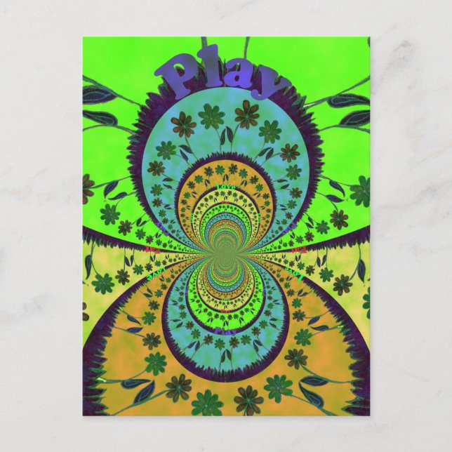 African Traditional Colors Kaleidoscope Floral Art Postcard (Front)