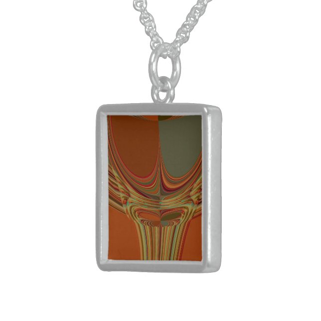 African Traditional Earth Contemporary Art Print   Sterling Silver Necklace (Front Right)