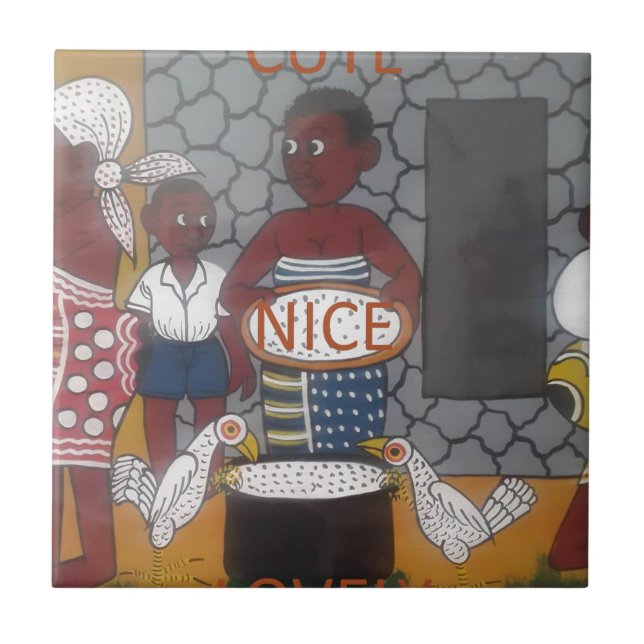 African Traditional Homestead Lifestyle Ceramic Tile (Front)