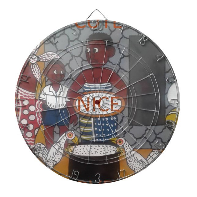 African Traditional Homestead Lifestyle Dartboard With Darts (Front)