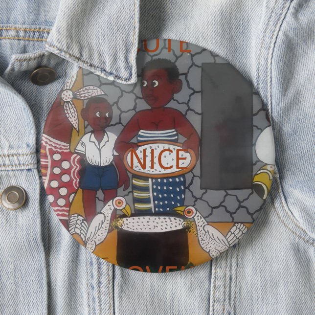 African Traditional Homestead Lifestyle Pinback Button (In Situ)