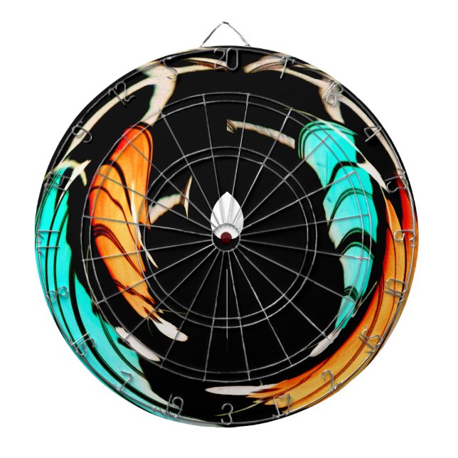 African Traditional Pattern Art Print Dartboard With Darts (Front)