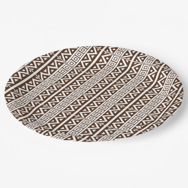 African Traditional Style Seamless White Pattern P Paper Plates (Angled)