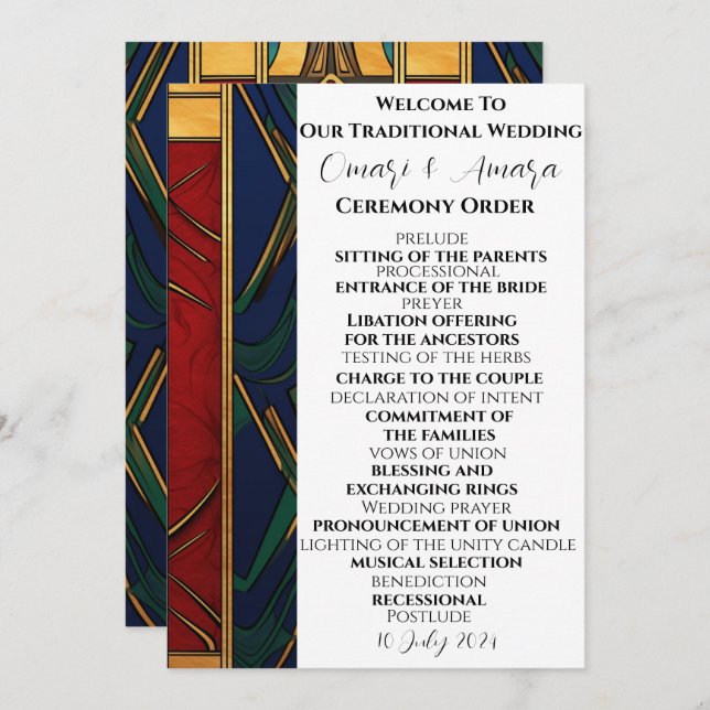 African Traditional Wedding Program (Front/Back)