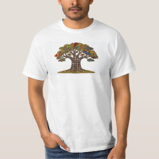 African Tree Design In White T-Shirt