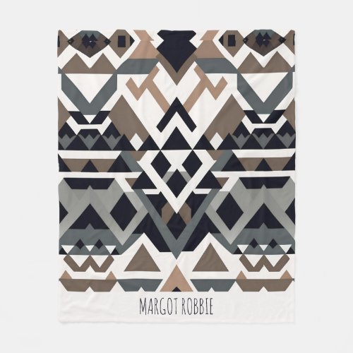 African Triangle Geometric Brown Grey Pattern Fleece Blanket