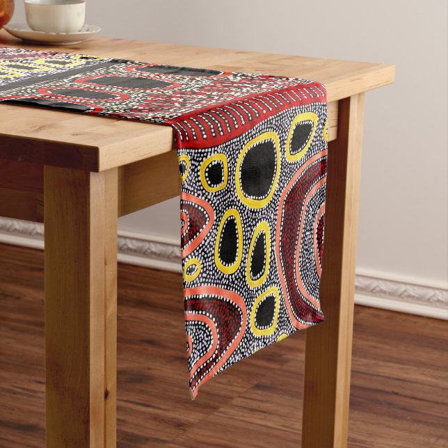 African  Tribal  Abstract Art Short Table Runner (In Situ)