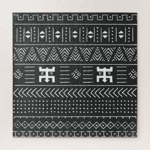 African Tribal Art: Geometric Black & White Jigsaw Puzzle