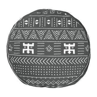 African Tribal Art: Geometric Black & White Pouf