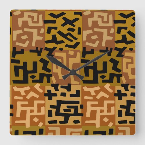 African Tribal BaKuba Square Wall Clock