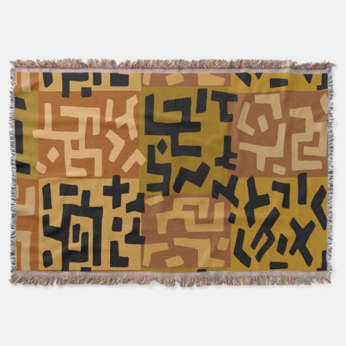 African Tribal BaKuba Throw Blanket
