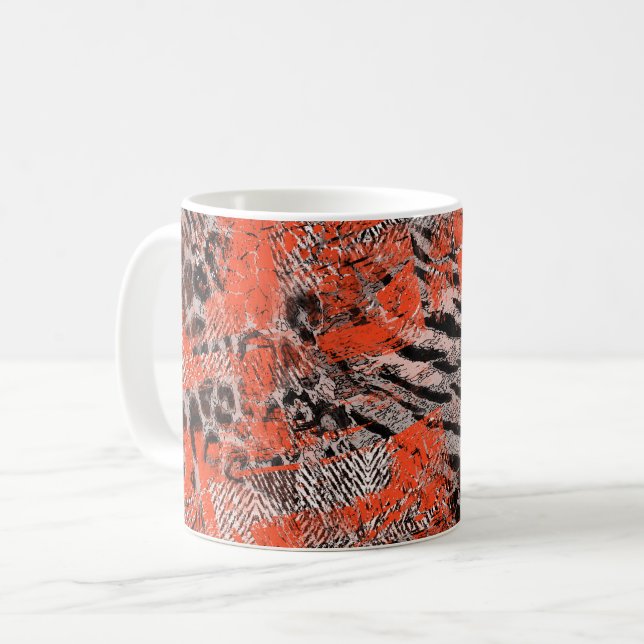 African, tribal. Black, red, grey. Coffee Mug (Front Left)