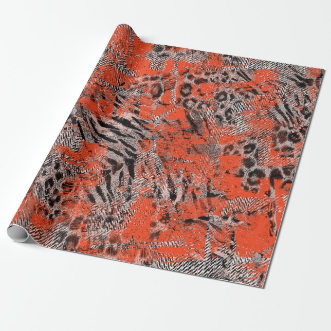 African, tribal. Black, red, grey. Wrapping Paper (Unrolled)