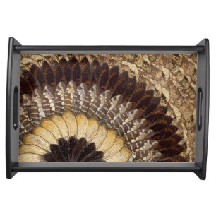 African Tribal Butterfly Wings Art Deco Pattern Serving Tray