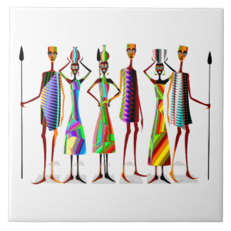 African tribal characters ceramic tile