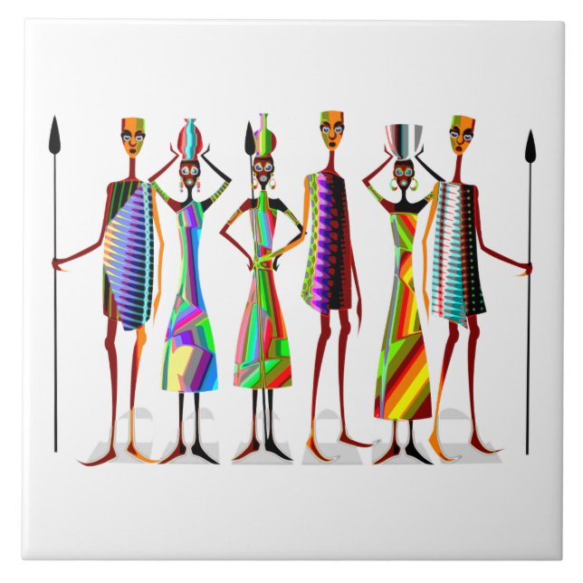 African tribal characters ceramic tile (Front)