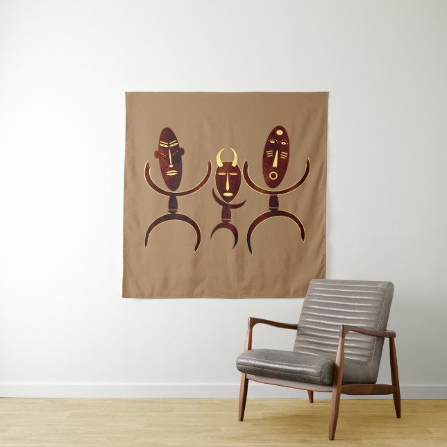 African tribal dance scene rock carving tapestry (In Situ)