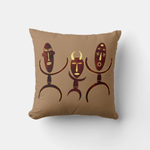 African tribal dance scene rock carving throw pillow