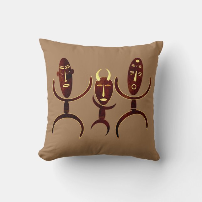 African tribal dance scene rock carving throw pillow (Front)