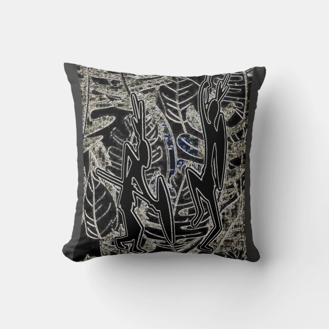 African Tribal Dance Throw Pillow (Front)