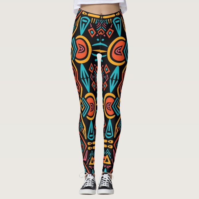 African Tribal Elegance Leggings (Front)