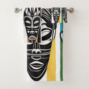 African Tribal Face Masks Towel Set