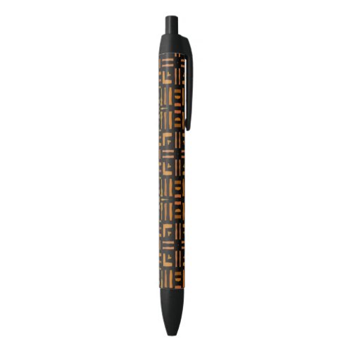 African Tribal Geometric Art on Black Writing Pen