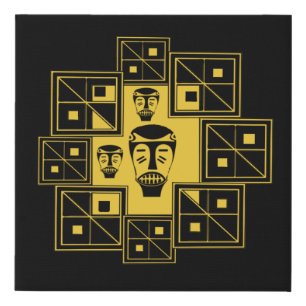 african tribal geometry pattern faux canvas print