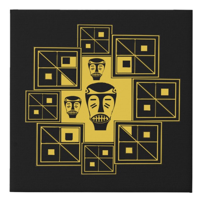 african tribal geometry pattern faux canvas print (Front)