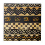 African Tribal Graphic Tile Design - Rust Black<br><div class="desc">African graphic design inspired from tribal textiles by Virginia Vivier, Vagabond Folk Art. Subtle rust, black, yellow colors suitable for tribal decor.</div>